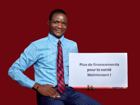 Jeune militant du CJPD plaidant pour plus de financements en santé en RDC